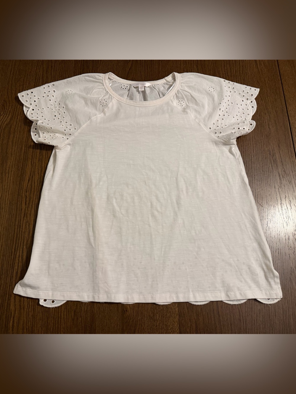 LC Lauren Conrad White Eyelet Short Sleeve Tee